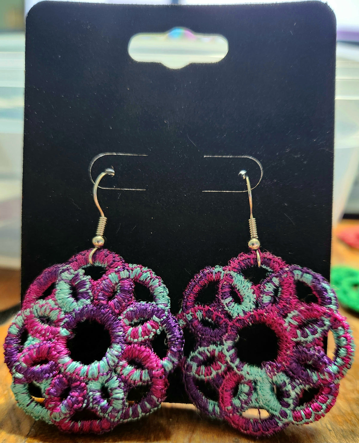 Custom Circle embroidered earrings