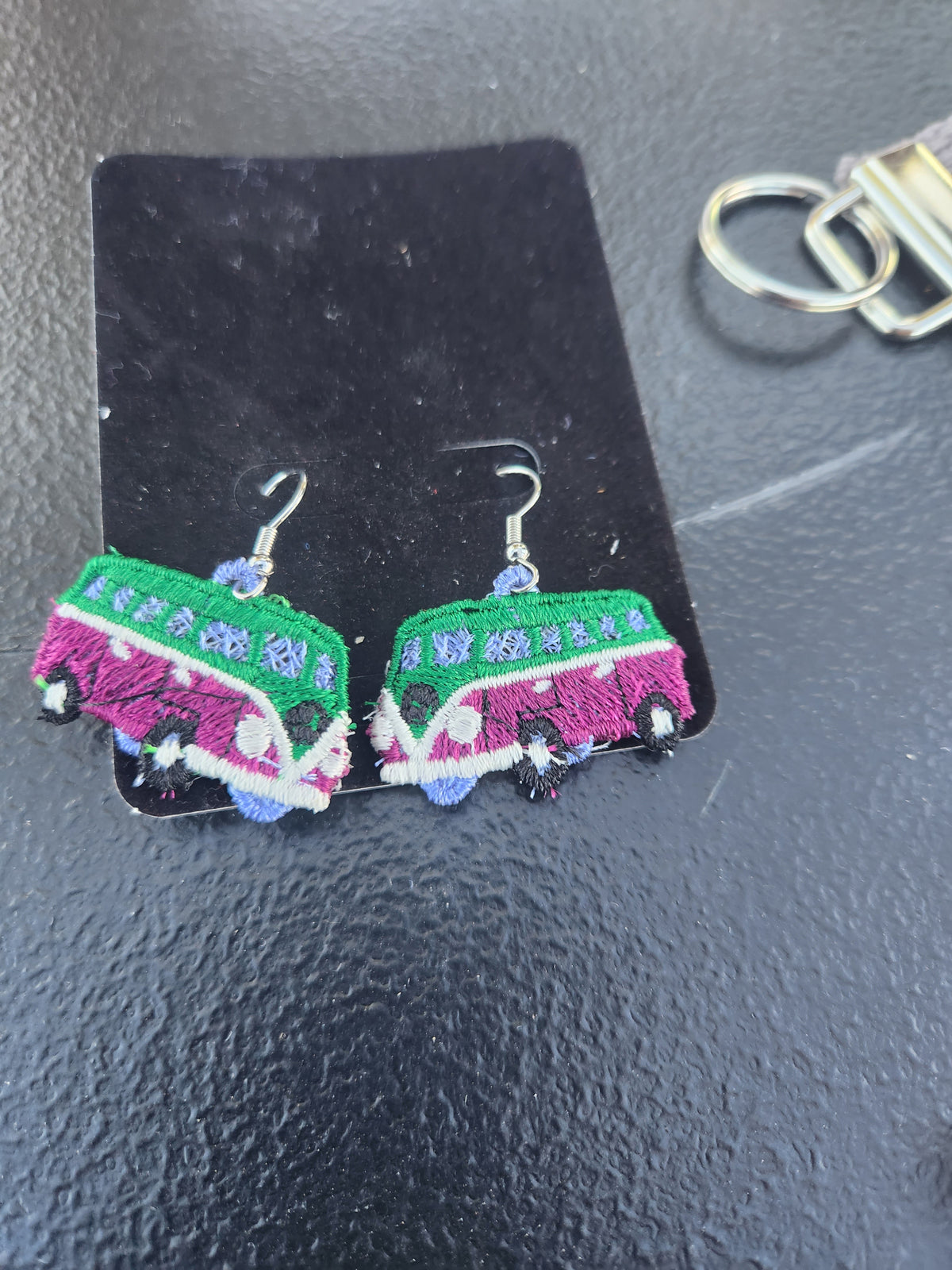 VW Bus embroidered earrings