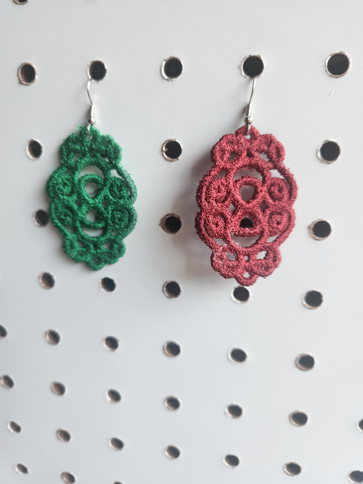 Scroll embroidered earrings