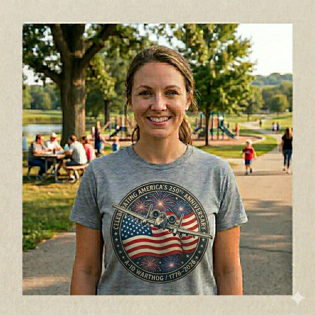 Front view of Patriotic A-10 Warthog Thunderbolt  Graphic T-Shirt