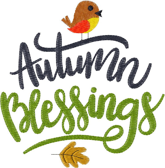 Autumn Blessings Embroidered T-Shirt
