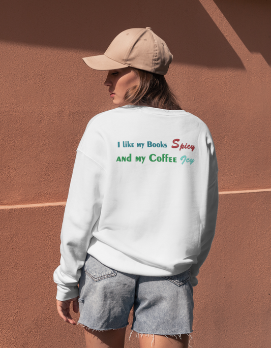 Spicy Books Icy Coffee Sweatshirt Embroidery