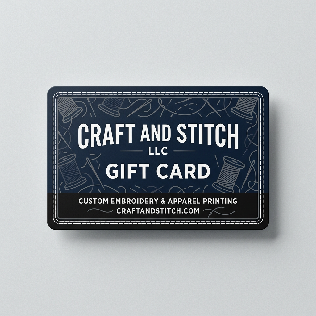 Navy, black, and white Craft and Stitch gift card